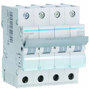 Interruttore automatico miniaturizzato Hager MYN450 personalizzabile 4500A 4P curva C 50A 4M - Product Image 1