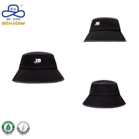 Sombrero de Pescador Personalizado con Estampado 'JD', Negro, de Ala Ancha, Protección Solar, Estilo Casual Urbano