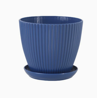 Pots de plantes décoratifs en résine côtelée avec soucoupe, pot de fleurs en plastique léger multicolore pour plantes succulentes, fleurs, balcon
