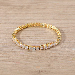 Pulsera de Cobre con Hebilla de Resorte y Microincrustaciones de Circonita de Una Sola Hilera, Estilo Hip-hop, Moda Tanjing, Collar Lijing - Product Image 1