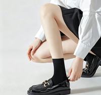 Chaussettes noires et blanches standard respirantes en nylon tricoté de compression CLASSE 1, longueur genou, pour femme, style JK, pour l'été