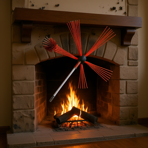 Kit de nettoyage de cheminée avec 8 tiges flexibles en nylon de 8 m, tête de brosse rotative pour perceuse, outil de nettoyage de foyer pour bois de chauffage, revêtement en poudre - Product Image 2