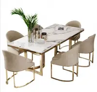 Italienische Mode Licht Luxus Stil benutzer definierte Edelstahl Esstisch und Stuhl Set
