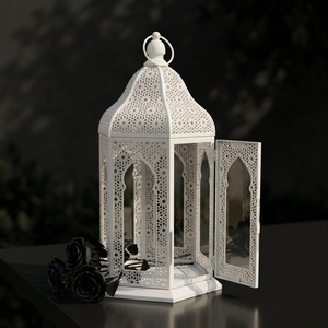 Lanterne à bougie en métal noir de style marocain, exclusive des fabricants, pour la décoration de la maison et des mariages - Product Image 6