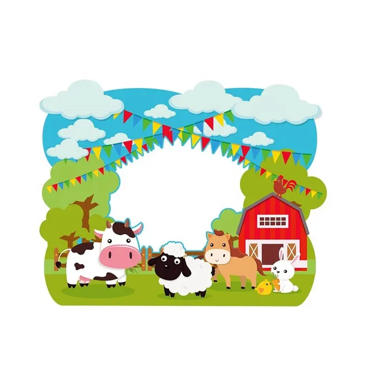 Новая тематическая фоторамка с животными на ферме для селфи, фоторамка, реквизит для детей, экологически чистые праздничные принадлежности, посуда