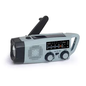 Radio engkol tangan tenaga surya kualitas tinggi, pengisi daya ponsel SOS lampu darurat Radio Cuaca WB FM AM 2000mah untuk berkemah