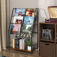 Support de disque vinyle Table d'extrémité Stockage de disques à 3 niveaux Support de table tournante Support de table de tourne-disque