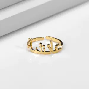 Wholesale jewelry 2022 hot selling Arabic Name Adjustable Ring Islamic jewelry personalized calligraphy design custom wholesale