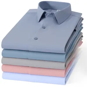 Camicie a Maniche Lunghe in Seta ModaL Traspirante Tinta Unita Bianche Taglie Forti 8XL per <span class=keywords><strong>Uomo</strong></span> Abbigliamento Formale da Ufficio Primaverile - Product Image 3