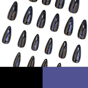 24 Uñas Postizas Brillantes con Efecto Ojo de Gato, Uñas Decorativas Negras, Productos para <span class=keywords><strong>Manicura</strong></span>, Arte de Uñas, Cobertura Completa, Reutilizables y Removibles - Product Image 4