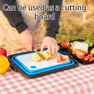 Anjuke BBQ chuẩn bị lưu vực Xô đá gấp lưu vực chuẩn bị thịt nướng với thớt và chức năng thoát nước - Product Image 5