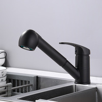 Mélangeur de cuisine en laiton au design moderne Robinet d'eau chaude et froide à 2 fonctions avec tirette Finition chromée Style contemporain pour évier