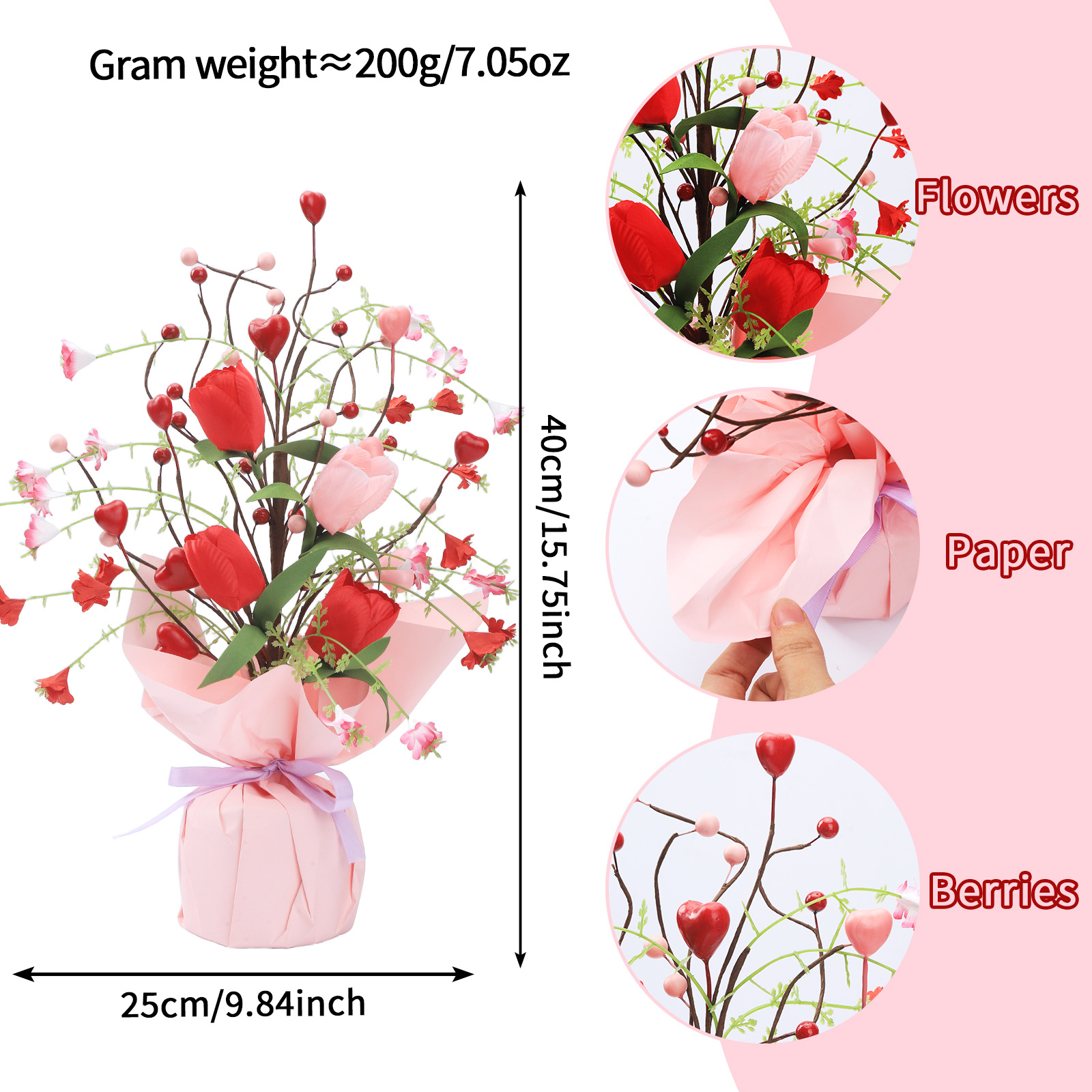 Decoración de mini árbol de escritorio de tulipán