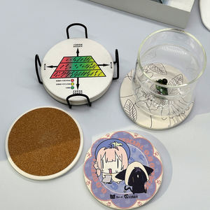 Custom logo Classic Ceramic <b>Coasters</b> Water Absorbent Tea Cup <b>Coaster</b> <b>Set</b> for Coffee Drinks Sublimation <b>Coaster</b> Table - Product Image 3