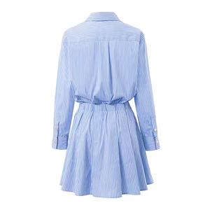 เดรสแขนยาวคุณภาพสูงสำหรับฤดูร้อน ติดกระดุมด้านหน้า ปกคอเสื้อพับได้ ขายส่ง เดรสลำลองผ้าฝ้ายหรูหราสำหรับงานพรอมสำหรับผู้หญิง - Product Image 6