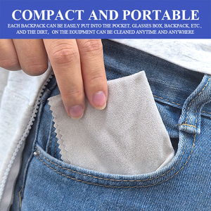 Panno personalizzato per la pulizia degli occhiali in pelle scamosciata 8*8/6*6/13*13/13*15cm disponibile grigio/blu/bianco/rosso diversi colori goffratura Logo salviette - Product Image 5