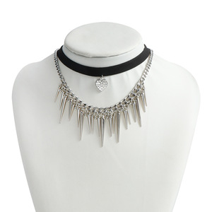 เครื่องประดับข้ามพรมแดนยุโรปและอเมริกาสร้อยคอเชือกรูปหัวใจ Veet กรวยเข้มดีไซน์สร้อยสร้อยระดับกระดูกไหปลาร้า Y2K ฮอตสำหรับเด็กผู้หญิง - Product Image 5