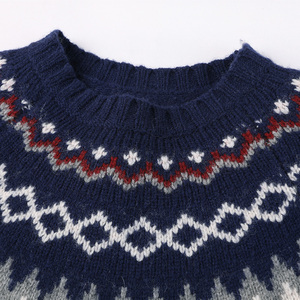 Custom Geometric Pattern Knitted <b>Pullover</b> Warm Casual Crew Neck <b>Jumper</b> Jacquard Winter Long Sleeve Men Wool Sweater - Product Image 4