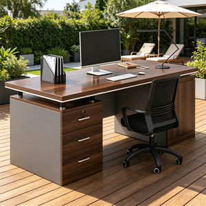 <b>Office</b> Desk Employee <b>Workstation</b> Single Table Chair Set Commercial Minimalist Modern Solid Wood Removable <b>Office</b> Building - Product Image 4