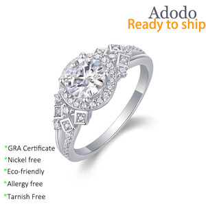 Anillos <span class=keywords><strong>de</strong></span> Compromiso y <span class=keywords><strong>Promesa</strong></span> <span class=keywords><strong>de</strong></span> <span class=keywords><strong>Matrimonio</strong></span> <span class=keywords><strong>de</strong></span> Plata 925 con Moissanita VVS <span class=keywords><strong>de</strong></span> 1CT, Corte Redondo, Chapados en Oro Blanco, Antideslustre, Joyería Fina para Dedo - Product Image 1