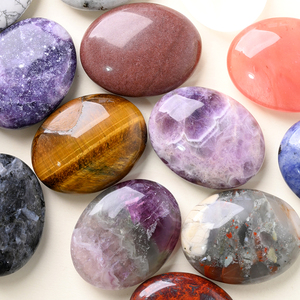 Piedra de Palma de Cristal de 45mm al por Mayor, Piedra de la Preocupación Elíptica, Gema de Ojo de Tigre para Meditación - Product Image 3