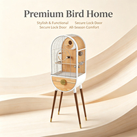 Cage à oiseaux de luxe de designer européen, grande volière pour perroquets, en bois et fer, avec support, plateau amovible, perchoir, pour intérieur