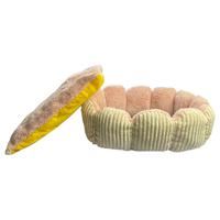 Coussins de luxe modernes pour animaux de compagnie, motif dessin animé, lits ovales pour chats et chiens, écologiques, portables, emballage carton, vente en gros