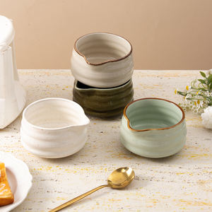 Tazón de cerámica de porcelana texturizada hecha a mano con logotipo personalizado al por mayor para ensalada de frutas, accesorios para té y café Matcha con pico - Product Image 1