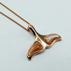 925 Sterling Silber Rose Gold Plated Pink Perlmutt Wal schwanz Anhänger - Product Image 3