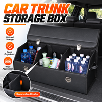 Boîte de rangement pour coffre de voiture de grande capacité avec cuir suédé, multifonctionnelle, dotée d'une poignée et d'un design pliable