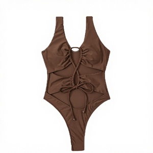 Traje de Baño de Una Pieza para Mujer, Bikini Sexy de Color Sólido, Corte Alto, Ecológico y Transpirable, Venta al Por Mayor - Product Image 1