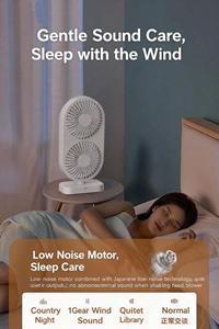 <span class=keywords><strong>Ventilateur</strong></span> oscillant à double cœur de bureau, fonctionnement <span class=keywords><strong>silencieux</strong></span> à batterie électrique, oscillation à 360°, flux d'air pour usage domestique et extérieur - Product Image 5