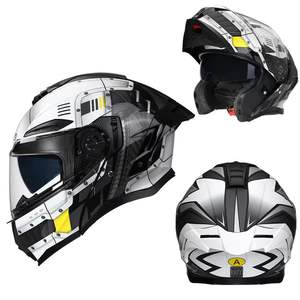 Casco de motocicleta ABS de cubierta completa de tres propósitos para hombres y mujeres LICE con <span class=keywords><strong>doble</strong></span> espejo protección facial completa negro mate - Product Image 6