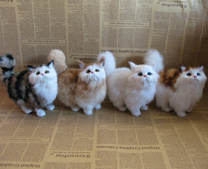 Animaux en peluche faits à la main uniques simulés mignon petit chat jaune blanc modèle statique pour noël décoration de la maison fournitures 2024 - Product Image 2