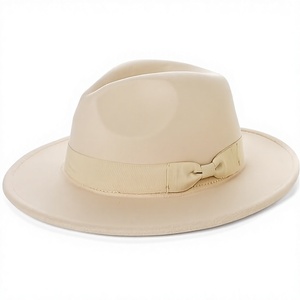 Black Wool Felt Fedora Hat Ribbon Band Adjustable Wide Brim Unisex Classic Style for Party Outdoor Travel - Product Image 1