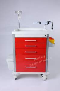 MT MEDICAL Chariot à médicaments d'anesthésie médicale d'urgence en ABS de haute capacité à 5 tiroirs pour patients - Product Image 3