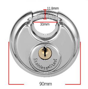 <span class=keywords><strong>Cadenas</strong></span> <span class=keywords><strong>rond</strong></span> en acier inoxydable massif de qualité industrielle OEM, haute sécurité antivol, avec 2 clés en fer - Product Image 5