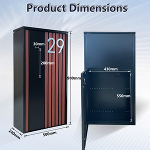 Gate Mounted Custom <strong>Wood</strong> Grain Stripe Pillar Galvanized Steel <strong>Post</strong> <strong>Box</strong> Anti-Theft Top Lifted Outdoor Parcel Delivery <strong>Box</strong> OEM/ODM - Product Image 2