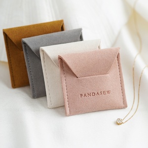 PandaSew Luxury Custom Logo Jewelry Bag High Quality 1.4mm Microfiber Gift Packaging <b>Ring</b> Necklace Jewelry Pouch - Product Image 6