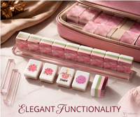 Ensemble de Mahjong américain classique rose gravé sur mesure, tuiles en acrylique de luxe, écologiques et portables, cadeau haut de gamme pour 4 joueurs