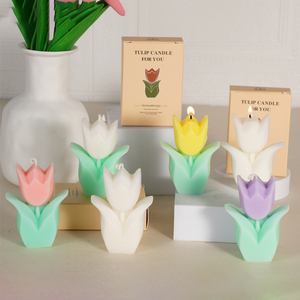 Huaming novedad hecho a mano 3D Color flor en forma de arte velas estilo Ins Mini cera de soja en forma de flor tulipán vela perfumada - Product Image 1