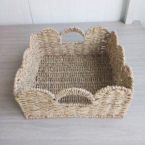 <span class=keywords><strong>Panier</strong></span> de rangement rectangulaire en paille tressée de style nordique pour bureau, idéal pour l'organisation de la papeterie, des télécommandes et des articles divers - Product Image 5