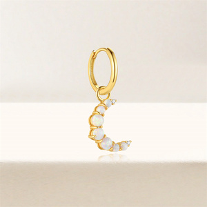 ต่างหูห่วงรูปดาวพระจันทร์หรูหราแบบชิ้นเดียว รุ่นใหม่ 925 - Product Image 4