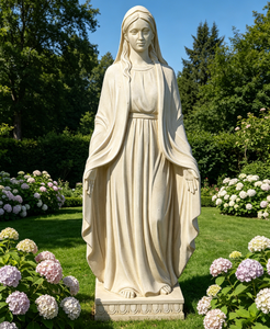 Statue de la Vierge Marie en résine, aspect marbre blanc, faite à la main, décoration religieuse catholique pour jardin. - Product Image 2
