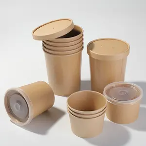Ciotole calde stampate su ordinazione, tazza di zuppa di carta Kraft