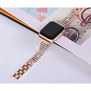 Bracelet pour Apple Watch <span class=keywords><strong>41mm</strong></span> 45mm 42mm 44mm avec boîtier, bracelet fin en métal orné de strass pour femme, bracelet de luxe pour Apple - Product Image 5