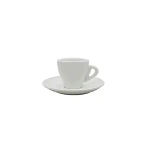 Copos de chá a granel de 3oz 90ml, conjunto de xícara de café expresso branco com molhador, copo de cerâmica com placa