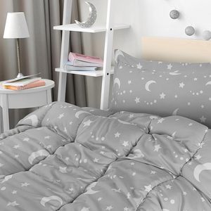 3 Pcs Tất Cả Các Mùa Trăng Sao Comforter Set Với 2 Gối Shams, 3-Mảnh Mềm Chải Sợi Nhỏ Trẻ Em Bộ Đồ Giường Bộ - Product Image 2