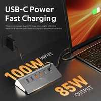 Base de Conexión USB-C con 10 Puertos (2x USB 3.2, 2x USB 2.0, SD/TF), Ethernet 2.0 de 1Gbps, PD 100W, 4K*60Hz, Aluminio, en Stock