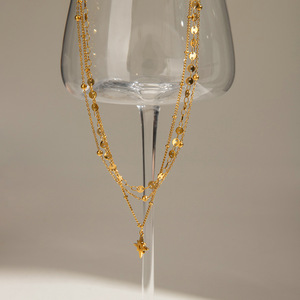 Collar de Moda <span class=keywords><strong>2026</strong></span>, Collar de Tres Capas con Dije de Disco, Moneda y Estrella, Acero Inoxidable, Impermeable, Chapado en Oro de 18k, Collar con Circonita - Product Image 5